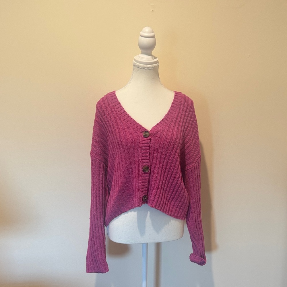 American Eagle Outfitters Magenta Cardigan